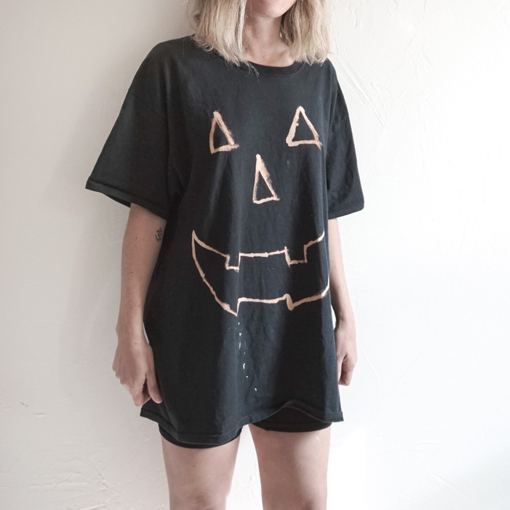 Bleached Jack-O-Lantern Tee Shirt//Halloween